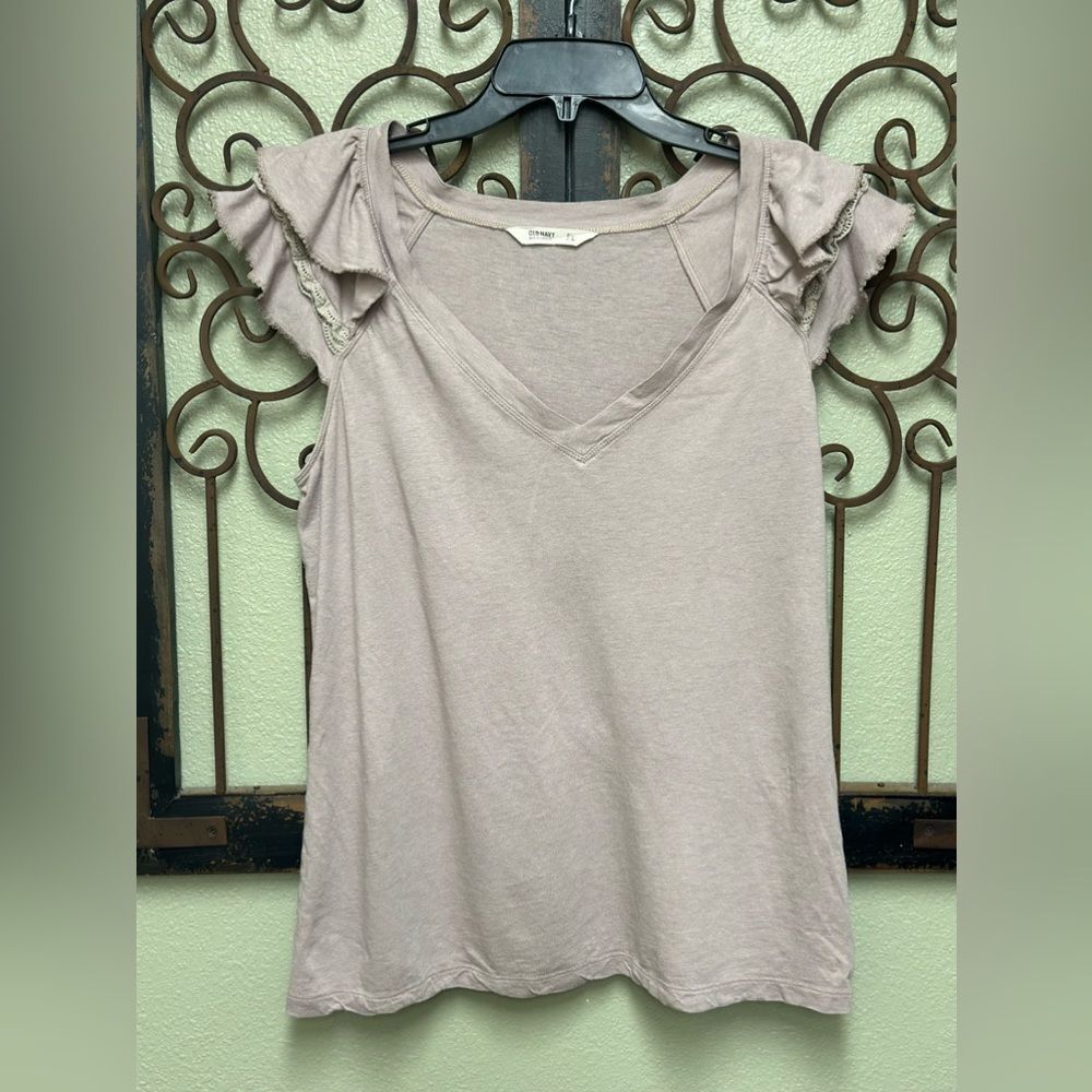 Old Navy mocha ruffle off the shoulder vneck sleeveless tank top
